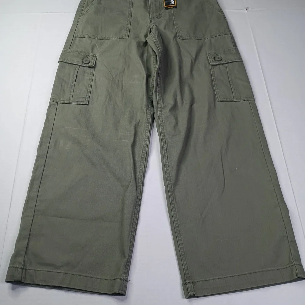 Lee Womens Heritage Loose Straight Cargo Pants‎ Size 2 Mercantile Green Mid Rise